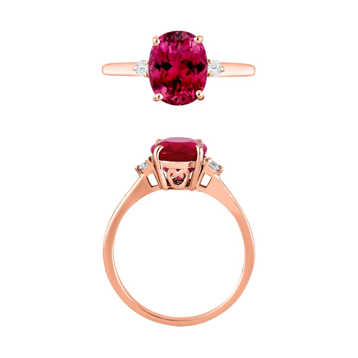 Rhapsody 18K Rose Gold AAAA Ouro Fino Rubellite and E-F VS2 Diamond Ring (Size 9.0) 5.50 Grams 2.50 ctw image number 3