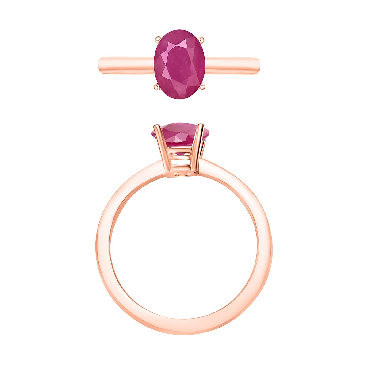Rhapsody 18K Rose Gold AAAA Mozambique Ruby Solitaire Ring (Size 11.5) 5.50 Grams 1.10 ctw image number 3