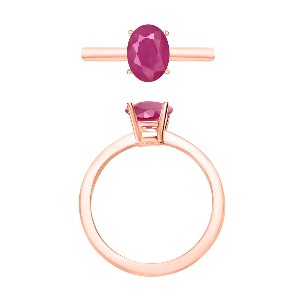 Rhapsody 18K Rose Gold AAAA Mozambique Ruby Solitaire Ring (Size 12.0) 5.50 Grams 1.10 ctw image number 2