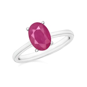 Rhapsody 18K White Gold AAAA Mozambique Ruby Solitaire Ring (Size 11.0) 5.50 Grams 1.60 ctw