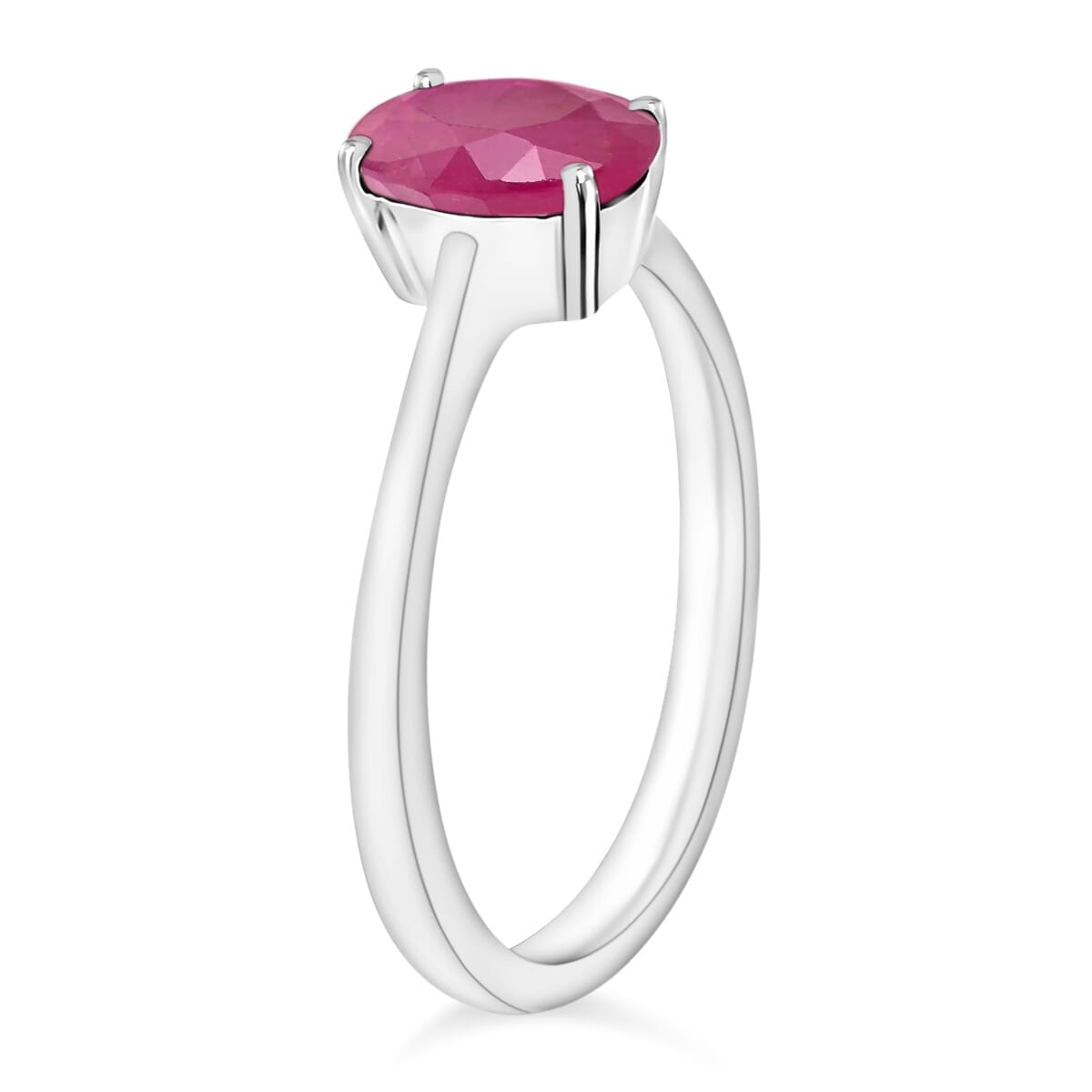Rhapsody 18K White Gold AAAA Mozambique Ruby Solitaire Ring (Size 11.0) 5.50 Grams 1.60 ctw image number 2