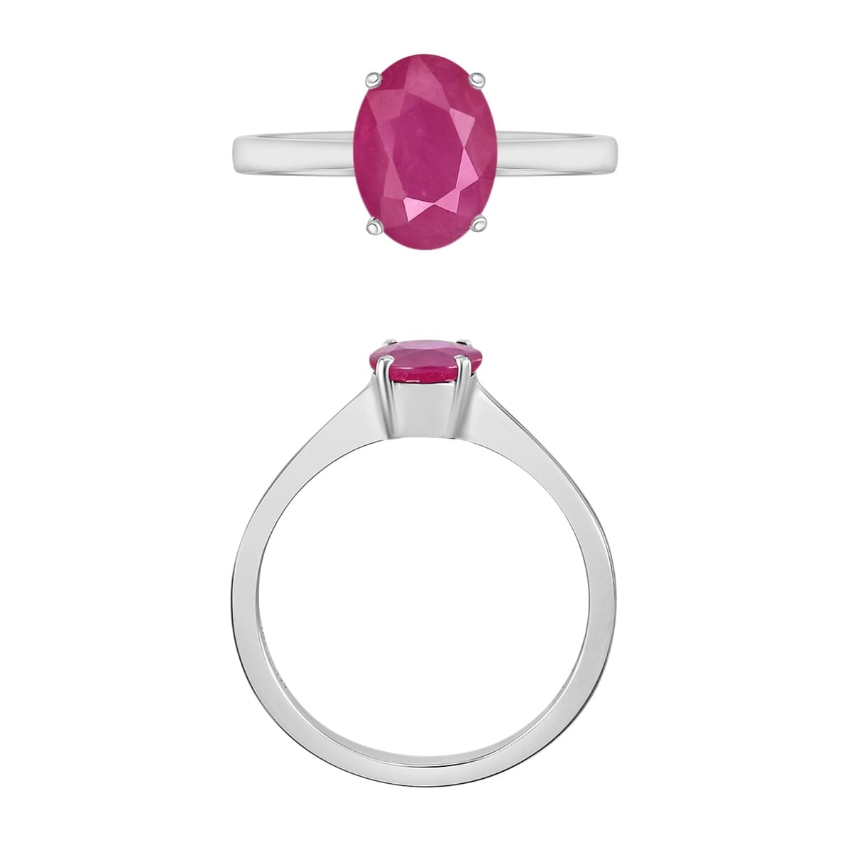 Rhapsody 18K White Gold AAAA Mozambique Ruby Solitaire Ring (Size 11.0) 5.50 Grams 1.60 ctw image number 3