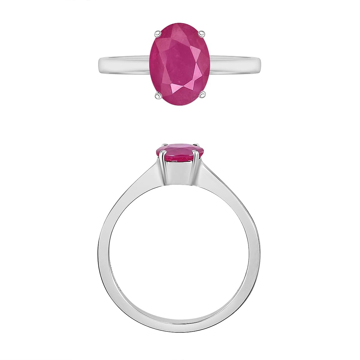 Rhapsody 18K White Gold AAAA Mozambique Ruby Solitaire Ring (Size 4.0) 5.50 Grams 1.60 ctw image number 3
