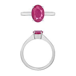 Rhapsody 18K White Gold AAAA Mozambique Ruby Solitaire Ring (Size 4.0) 5.50 Grams 1.60 ctw (Del. in 10-12 Days)