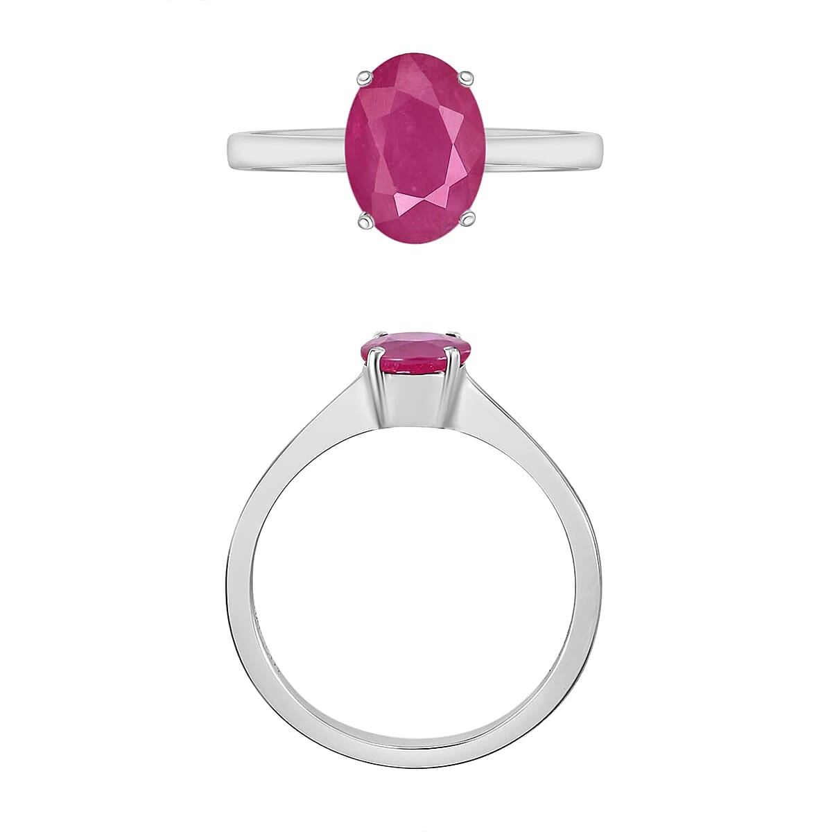 Rhapsody 18K White Gold AAAA Mozambique Ruby Solitaire Ring (Size 6.0) 5.50 Grams 1.60 ctw image number 3