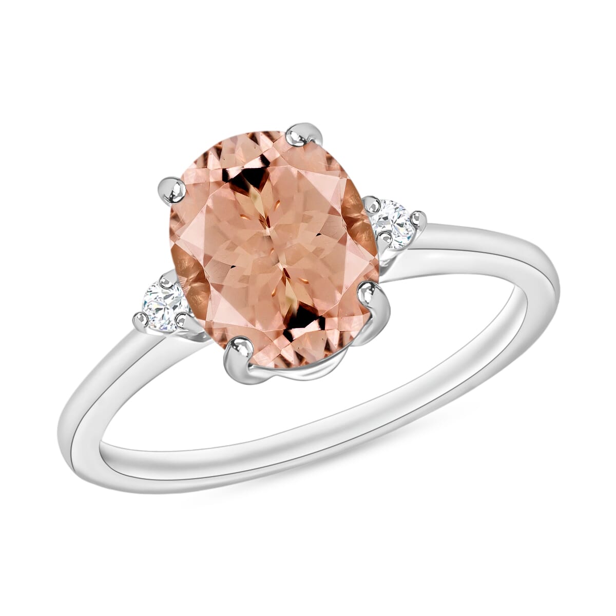 Rhapsody AAAA Pink Morganite and E-F VS2 Diamond Ring in 18K White Gold (Size 10.0) 1.90 ctw image number 0