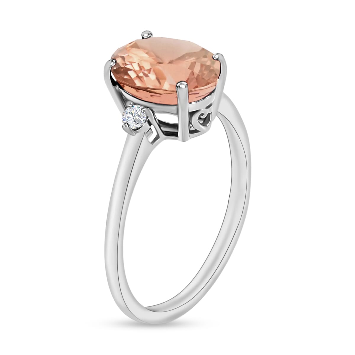 Rhapsody AAAA Pink Morganite and E-F VS2 Diamond Ring in 18K White Gold (Size 10.0) 1.90 ctw image number 2