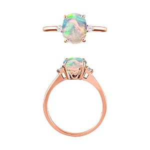 Rhapsody AAAA Ethiopian Welo Opal and E-F VS2 Diamond Ring in 18K Rose Gold (Size 7.5) 1.30 ctw (Del. in 10-12 Days)