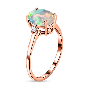 Rhapsody AAAA Ethiopian Welo Opal and E-F VS2 Diamond Ring in 18K Rose Gold (Size 9.5) 1.30 ctw (Del. in 10-12 Days)