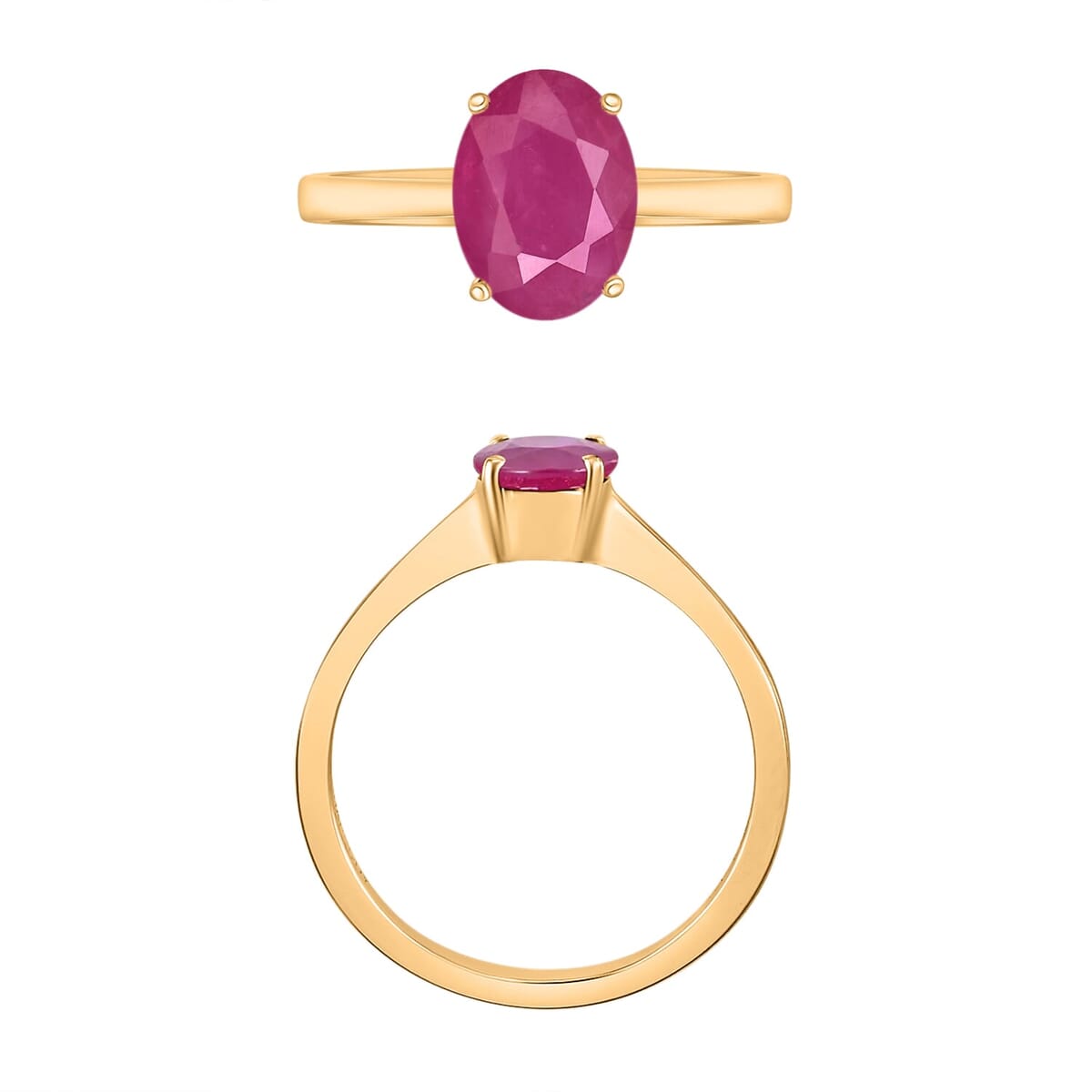 Rhapsody 18K Yellow Gold AAAA Mozambique Ruby Solitaire Ring (Size 9.0) 5.50 Grams 1.60 ctw image number 3