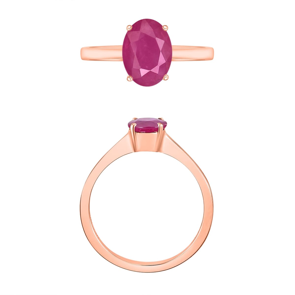 Rhapsody 18K Rose Gold AAAA Mozambique Ruby Solitaire Ring (Size 4.0) 5.50 Grams 1.60 ctw image number 3
