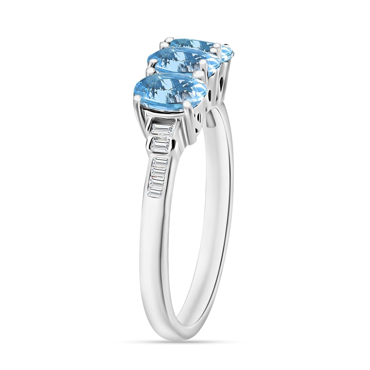 Rhapsody AAAA Santa Maria Aquamarine and E-F VS2 Diamond 1.30 ctw Ring in 18K White Gold (Size 10.5) image number 2