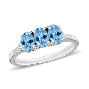 Rhapsody AAAA Santa Maria Aquamarine and E-F VS2 Diamond Ring in 18K White Gold (Size 8.5) 1.30 ctw