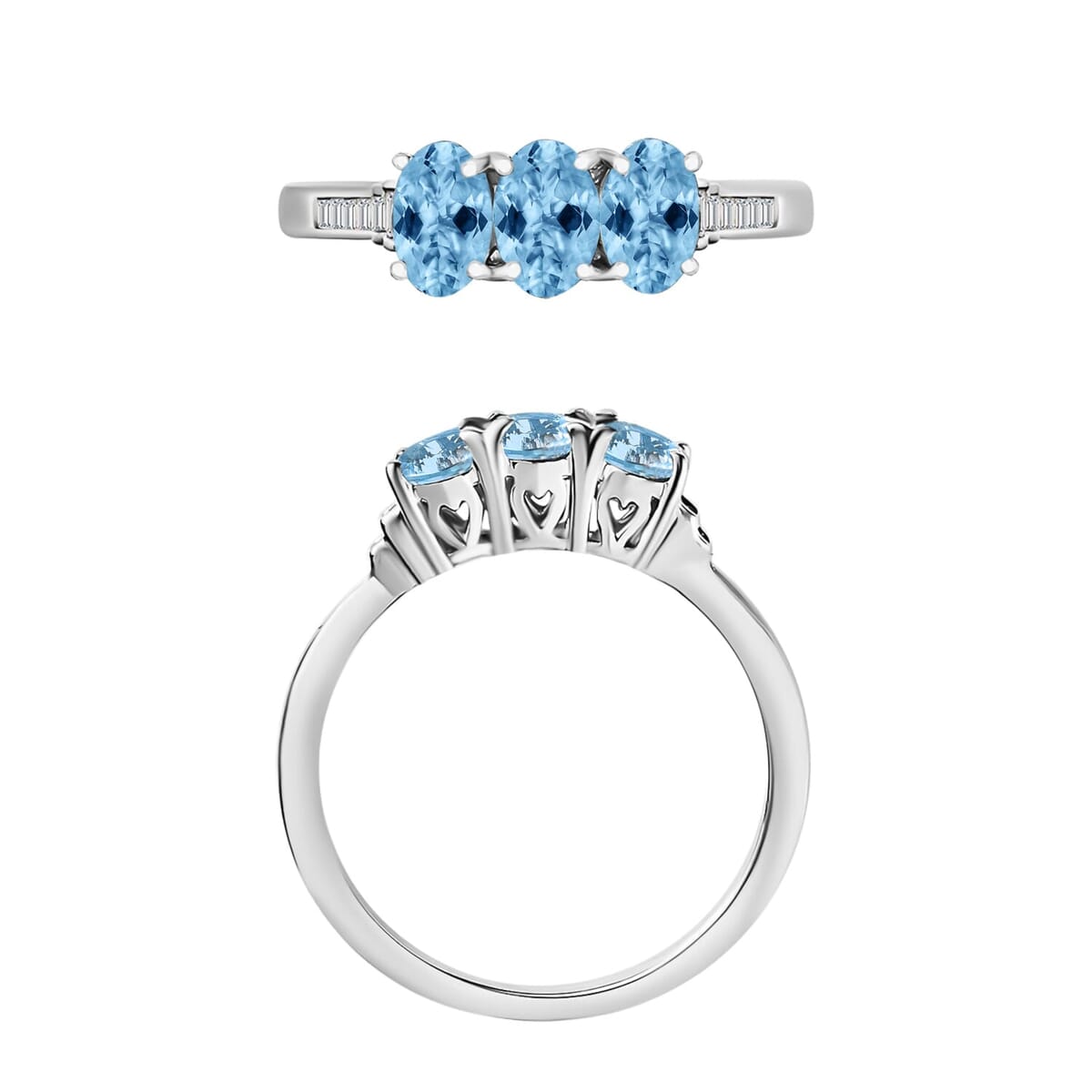 Rhapsody AAAA Santa Maria Aquamarine and E-F VS2 Diamond Ring in 18K White Gold (Size 8.5) 1.30 ctw image number 3