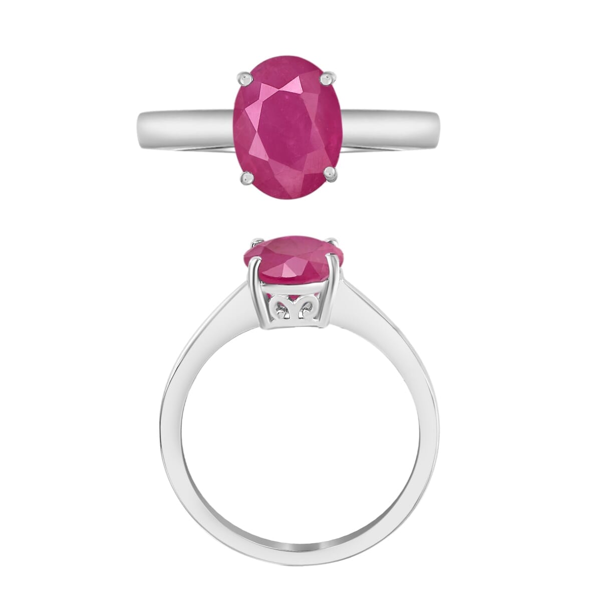 Rhapsody 18K White Gold AAAA Mozambique Ruby Solitaire Ring (Size 9.5) 5.50 Grams 2.60 ctw image number 3