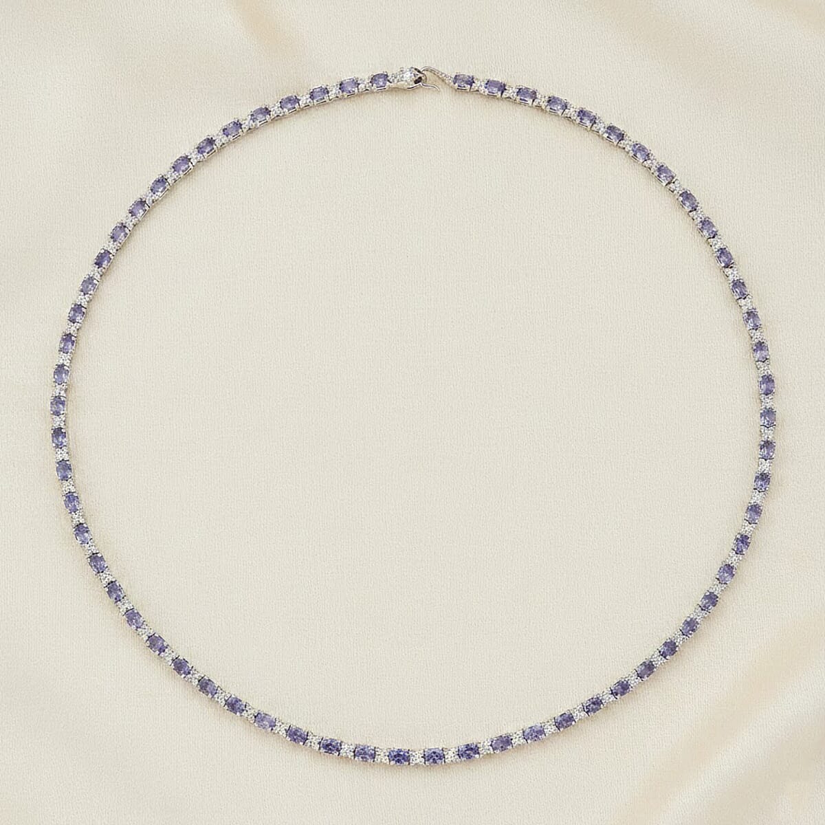 D'Joy Tanzanite and Multi Gemstone 14.75 ctw Necklace in Rhodium Over Sterling Silver 18 Inches image number 1