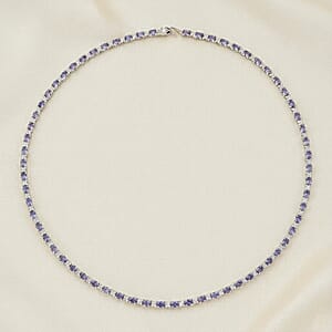 D'Joy Tanzanite and Multi Gemstone 14.75 ctw Necklace in Rhodium Over Sterling Silver 18 Inches