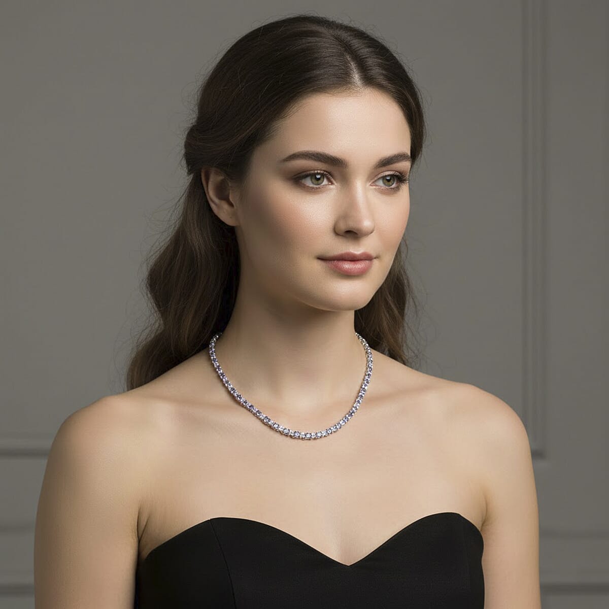 D'Joy Tanzanite and Multi Gemstone 14.75 ctw Necklace in Rhodium Over Sterling Silver 18 Inches image number 2