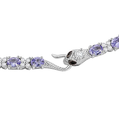 D'Joy Tanzanite and Multi Gemstone 14.75 ctw Necklace in Rhodium Over Sterling Silver 18 Inches