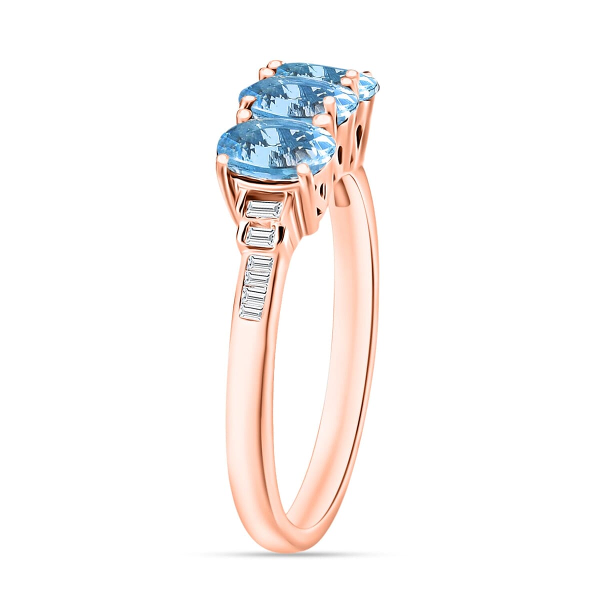 Rhapsody AAAA Santa Maria Aquamarine and E-F VS2 Diamond Ring in 18K Rose Gold (Size 6.5) 1.30 ctw image number 2