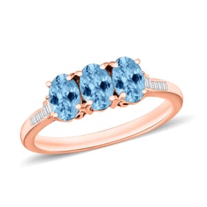Rhapsody AAAA Santa Maria Aquamarine and E-F VS2 Diamond Ring in 18K Rose Gold (Size 9.5) 1.30 ctw