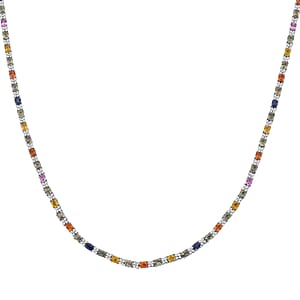 Presidential Deal D'Joy Multi Gemstone 19.00 ctw Necklace in Rhodium Over Sterling Silver 18 Inches