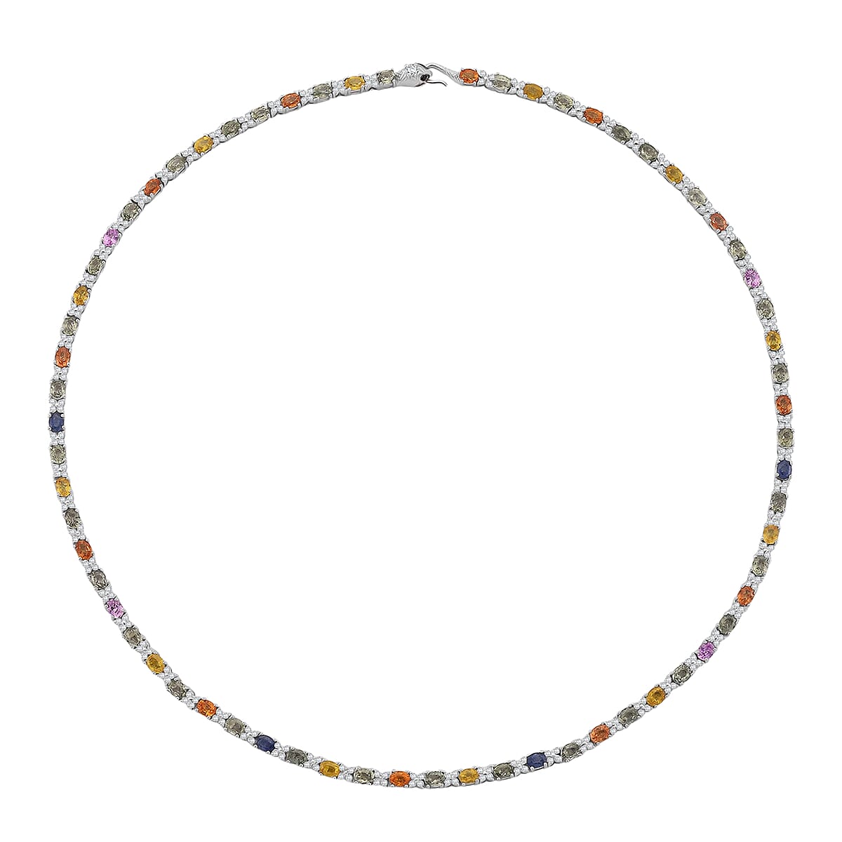 Presidential Deal D'Joy Multi Gemstone 19.00 ctw Necklace in Rhodium Over Sterling Silver 18 Inches image number 3