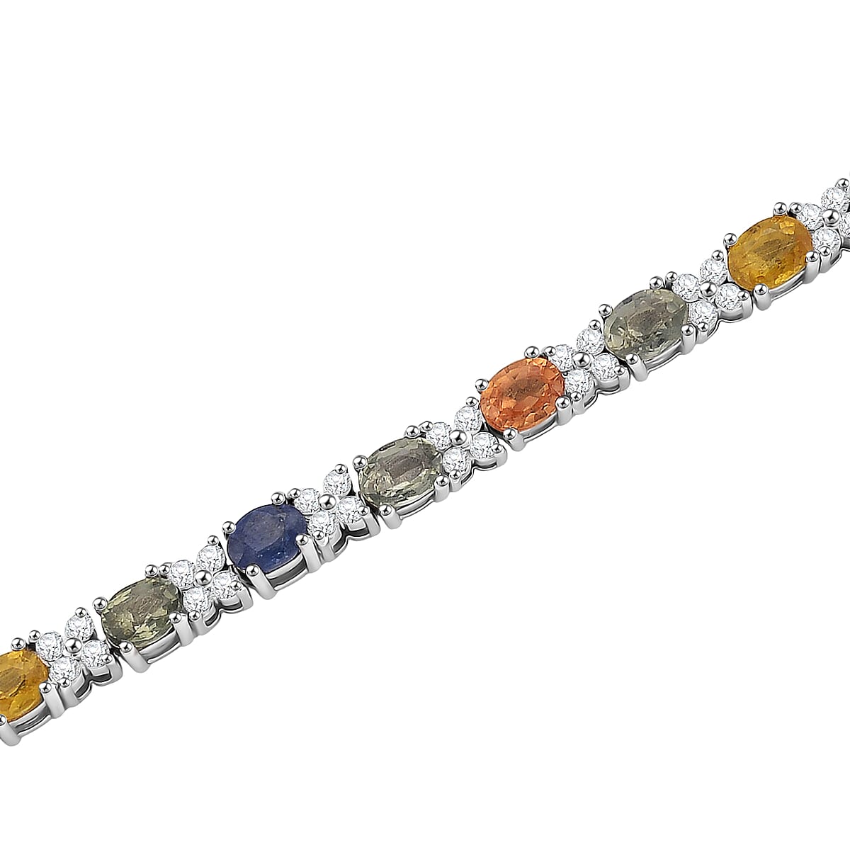 Presidential Deal D'Joy Multi Gemstone 19.00 ctw Necklace in Rhodium Over Sterling Silver 18 Inches image number 4