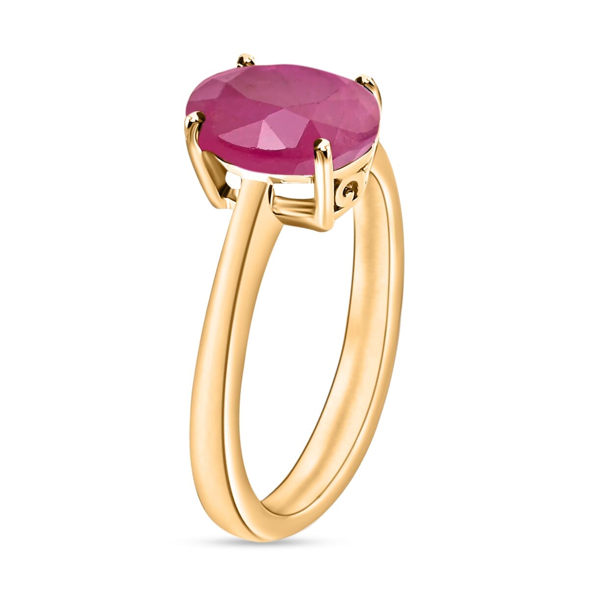 Rhapsody 18K Yellow Gold AAAA Mozambique Ruby Solitaire Ring (Size 7.0) 5.50 Grams 2.60 ctw image number 2