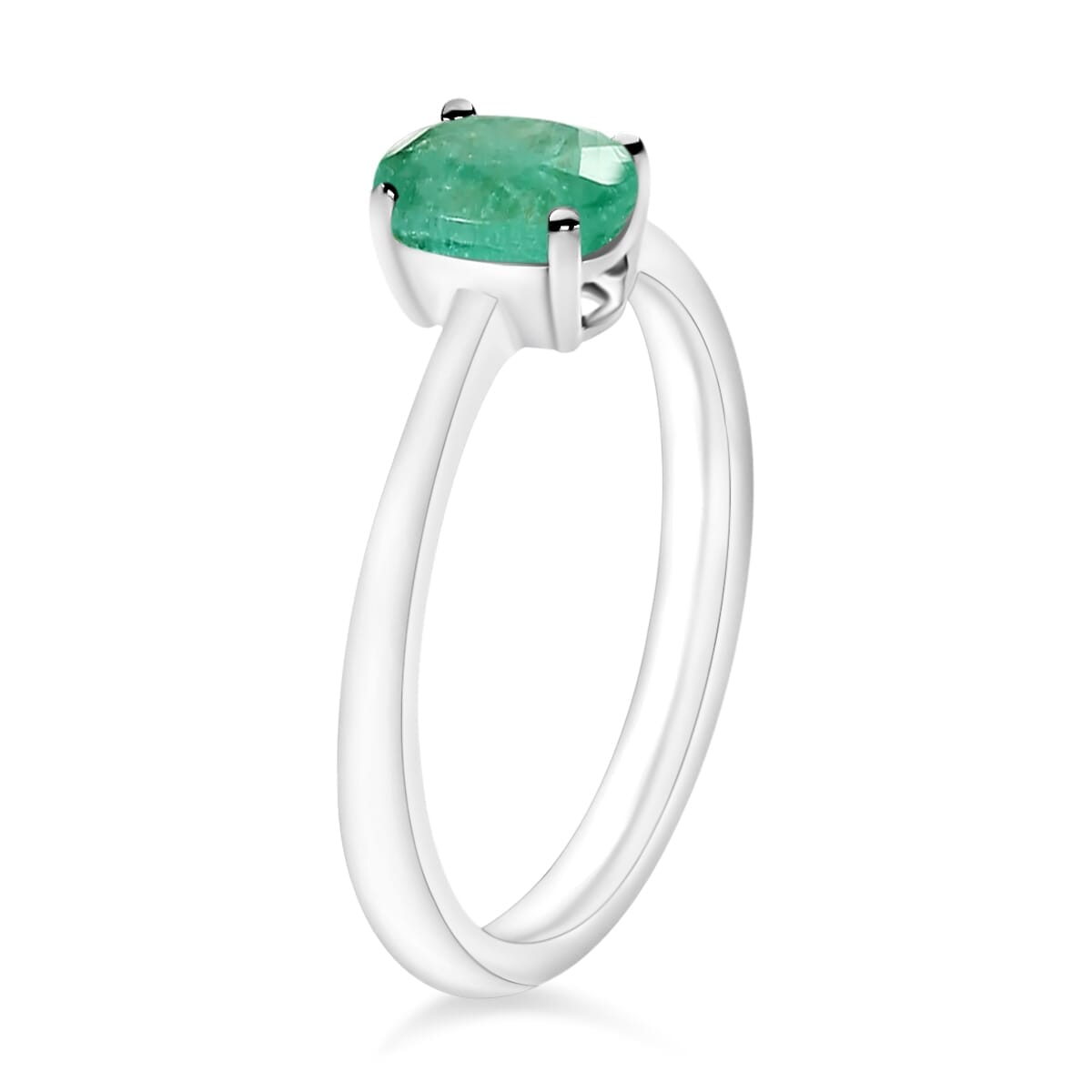 Rhapsody 18K White Gold AAAA Kagem Zambian Emerald Solitaire Ring (Size 9.0) 5.50 Grams 0.80 ctw image number 2