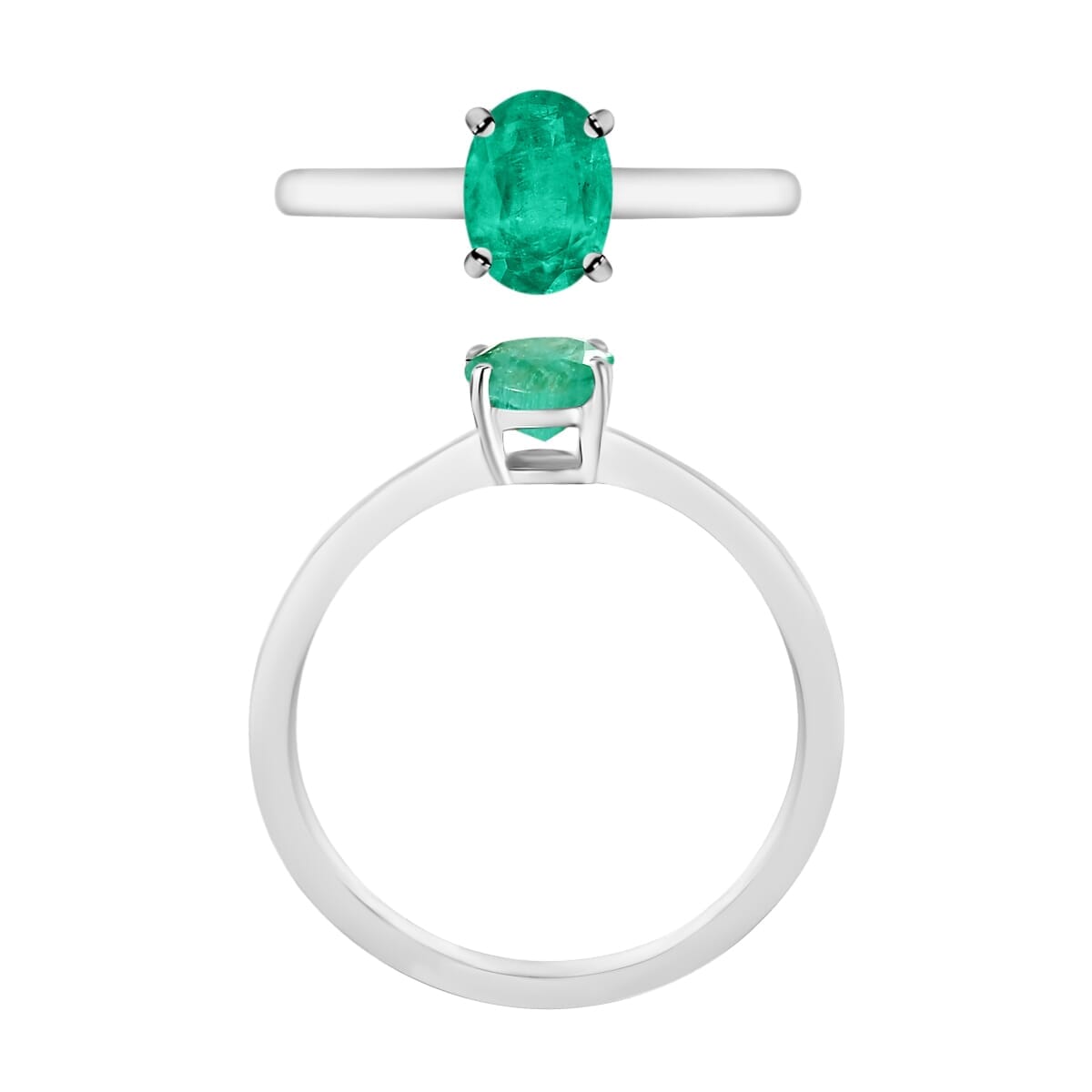 Rhapsody 18K White Gold AAAA Kagem Zambian Emerald Solitaire Ring (Size 9.0) 5.50 Grams 0.80 ctw image number 3