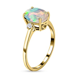 Rhapsody AAAA Ethiopian Welo Opal and E-F VS2 Diamond Ring in 18K Yellow Gold (Size 4.0) 5.50 Grams 1.30 ctw (Del. in 10-12 Days)