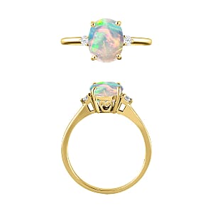 Rhapsody AAAA Ethiopian Welo Opal and E-F VS2 Diamond Ring in 18K Yellow Gold (Size 6.0) 5.50 Grams 1.30 ctw (Del. in 10-12 Days)