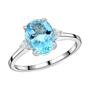 Rhapsody AAAA Santa Maria Aquamarine and E-F VS2 Diamond Ring in 18K White Gold (Size 10.0) 1.90 ctw
