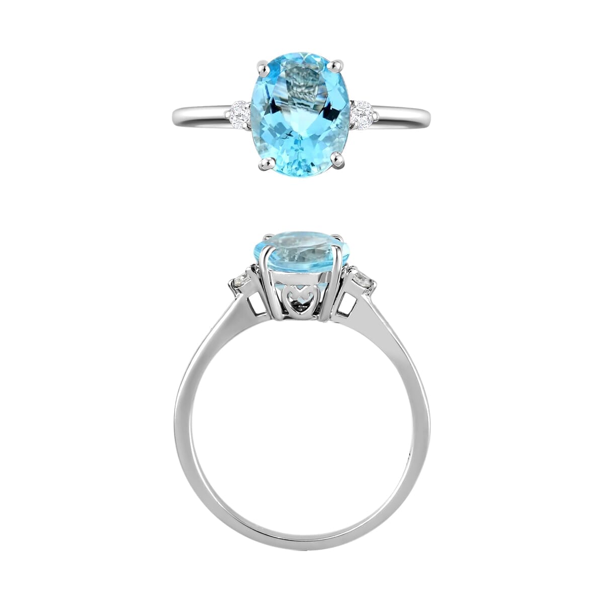 Rhapsody AAAA Santa Maria Aquamarine and E-F VS2 Diamond Ring in 18K White Gold (Size 10.0) 1.90 ctw image number 3