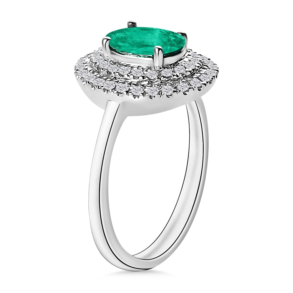 Rhapsody AAAA Kagem Zambian Emerald and E-F VS2 Diamond 1.45 ctw Ring in 18K White Gold (Size 10.0) 4 Grams (Del. in 10-12 Days) image number 2