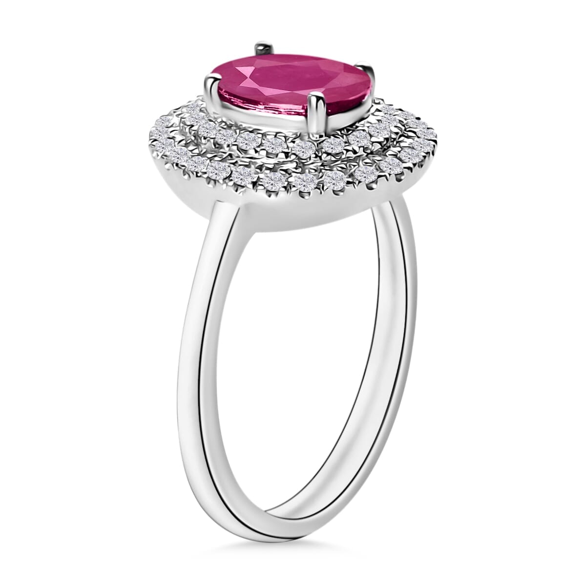Rhapsody AAAA Mozambique Ruby and E-F VS2 Diamond 1.85 ctw Ring in 18K White Gold (Size 10.0) 4 Grams image number 2