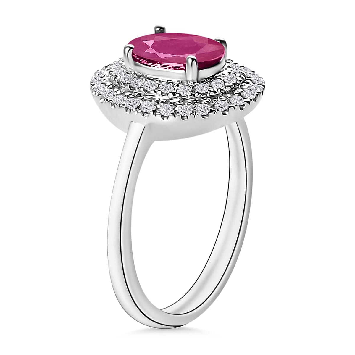 Rhapsody AAAA Mozambique Ruby and E-F VS2 Diamond 1.85 ctw Ring in 18K White Gold (Size 7.5) 4 Grams (Del. in 10-12 Days) image number 2