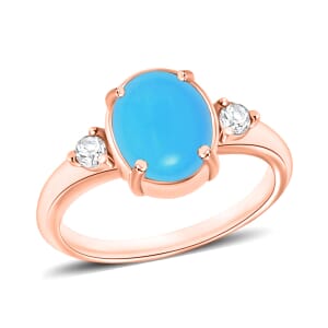 Rhapsody 18K Rose Gold AAAA Sleeping Beauty Turquoise and E-F VS2 Diamond Ring (Size 5.5) 5.50 Grams 2.50 ctw
