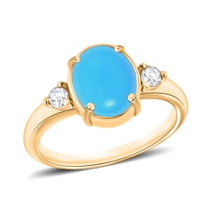 Rhapsody 18K Yellow Gold AAAA Sleeping Beauty Turquoise and E-F VS2 Diamond Ring (Size 9.5) 5.50 Grams 2.50 ctw