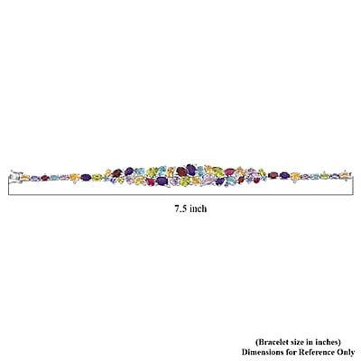 D'Joy Multi Gemstone 20.00 ctw Bracelet in Rhodium Over Sterling Silver (6.50 In)