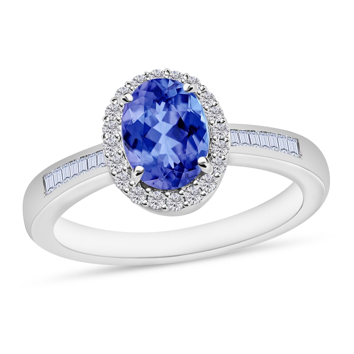 Rhapsody AAAA Tanzanite and E-F VS2 Diamond Ring in 18K White Gold (Size 6.5) 1.64 ctw image number 0