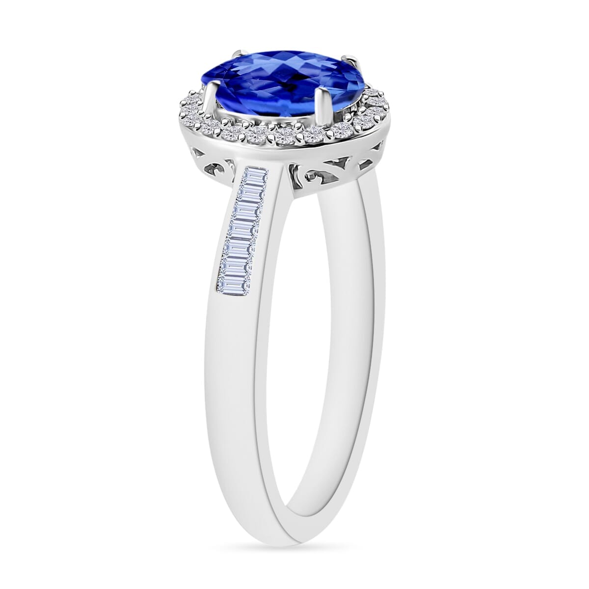 Rhapsody AAAA Tanzanite and E-F VS2 Diamond Ring in 18K White Gold (Size 6.5) 1.64 ctw image number 2