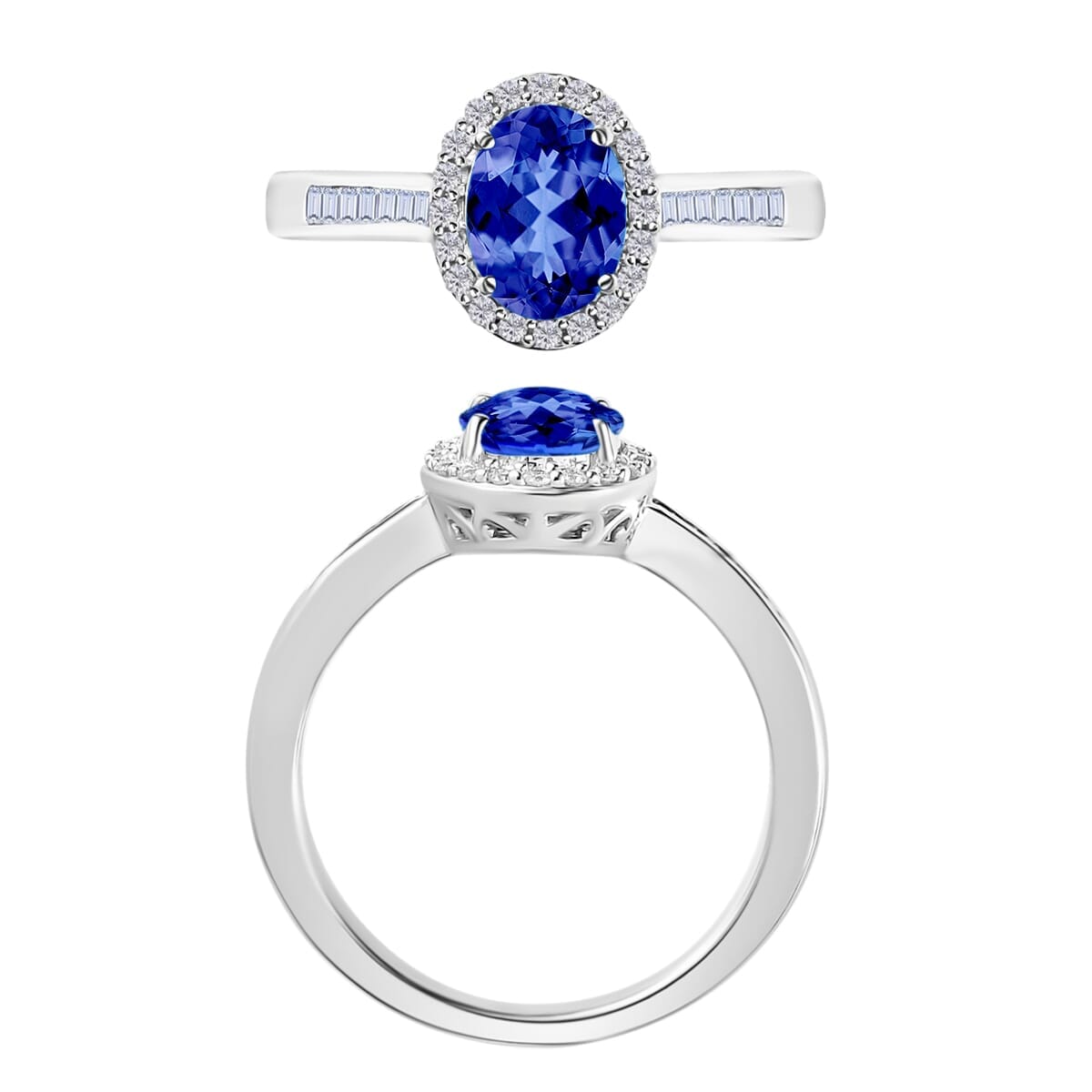 Rhapsody AAAA Tanzanite and E-F VS2 Diamond Ring in 18K White Gold (Size 6.5) 1.64 ctw image number 3