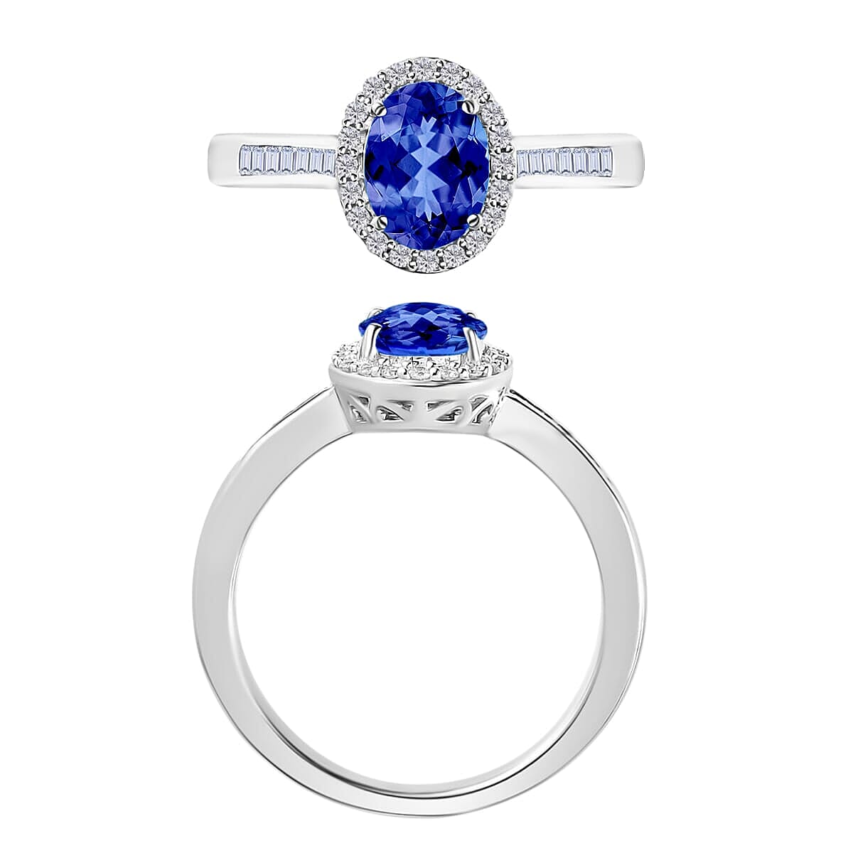 Rhapsody AAAA Tanzanite and E-F VS2 Diamond 1.64 ctw Ring in 18K White Gold (Size 8.0) image number 3