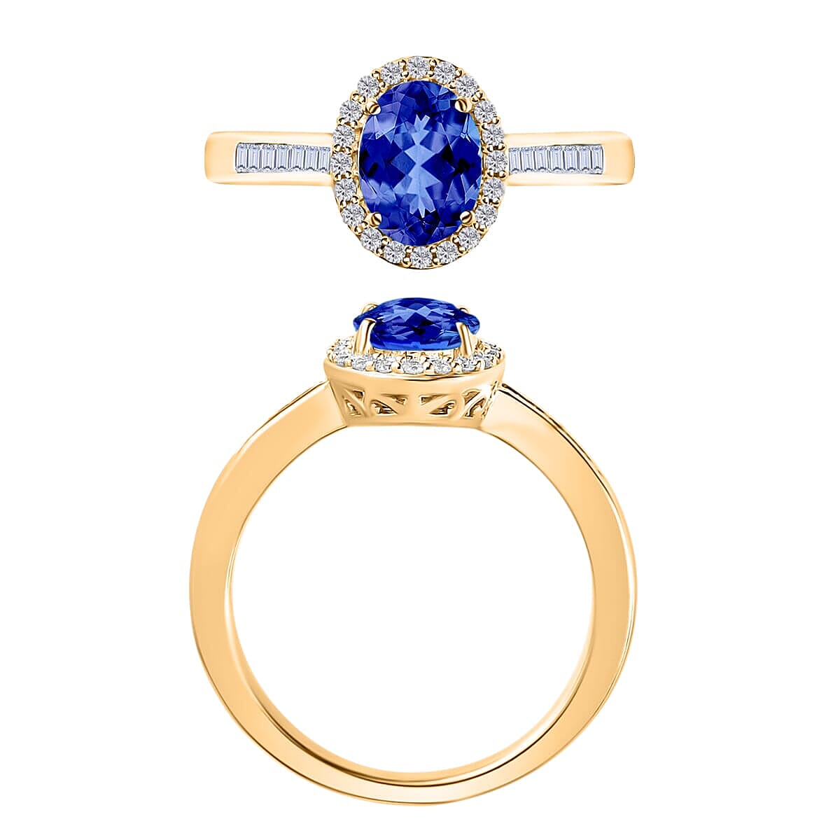 Rhapsody AAAA Tanzanite and E-F VS2 Diamond 1.64 ctw Ring in 18K Yellow Gold (Size 5.5) 7.2 Grams (Del. in 10-12 Days) image number 3