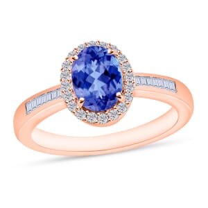 Rhapsody AAAA Tanzanite and E-F VS2 Diamond Ring in 18K Rose Gold (Size 10.5) 1.64 ctw