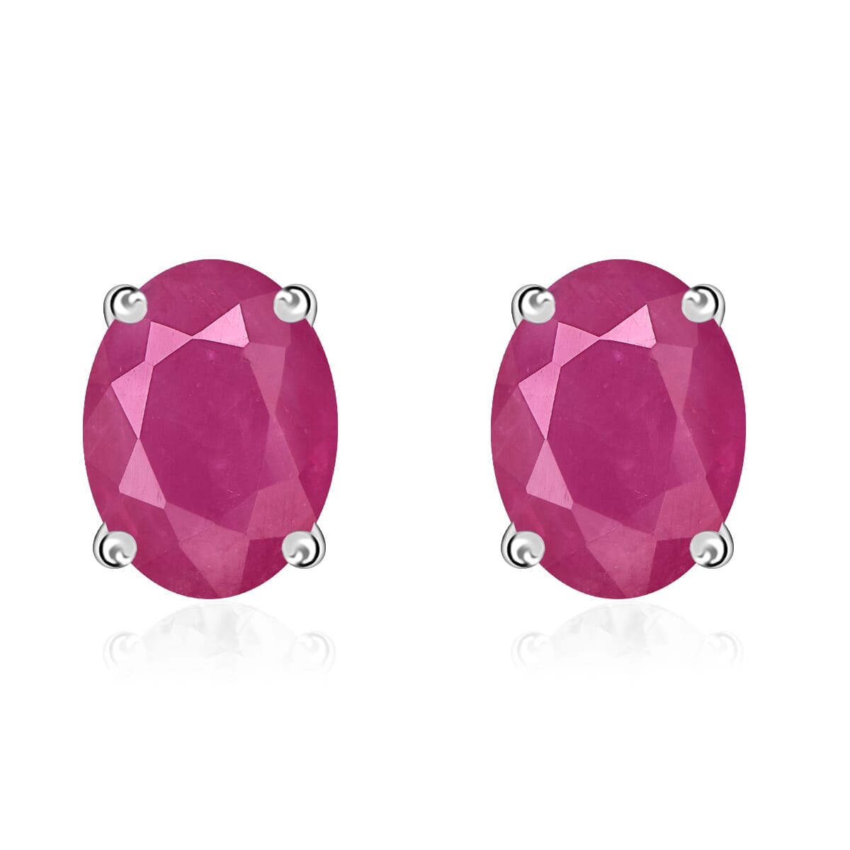 AAAA Mozambique Ruby 2.20 ctw Solitaire Stud Earrings in 18K White Gold image number 0