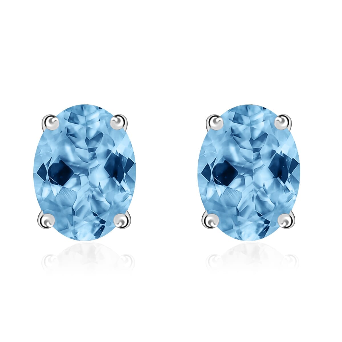 Rhapsody AAAA Santa Maria Aquamarine 1.70 ctw Solitaire Stud Earrings in 18K White Gold image number 0