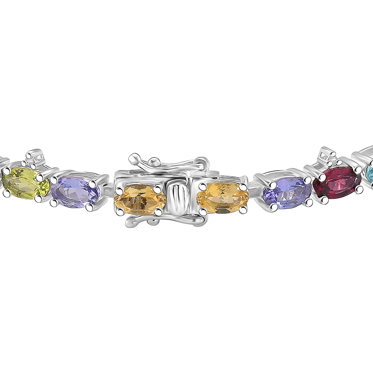 D'Joy Multi Gemstone 20.90 ctw Bracelet in Rhodium Over Sterling Silver (7.25 In) image number 3